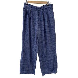 Urban Outfitters Herringbone Pleated Wide-Leg Trouser Pants Cotton Blue Women‎ S
